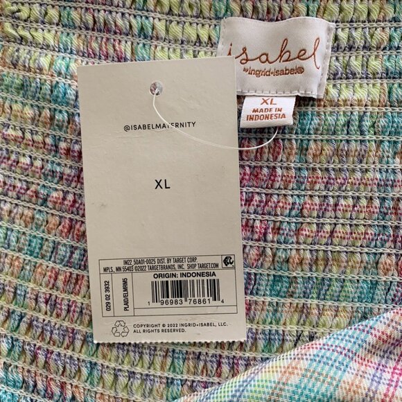 Isabel Maternity by Ingrid & Isabel Peek-a-boo Tie Front Top Size XL Multi Plaid - Picture 8 of 9